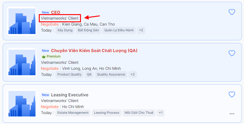 Job postings from “VietnamWorks’ Client”