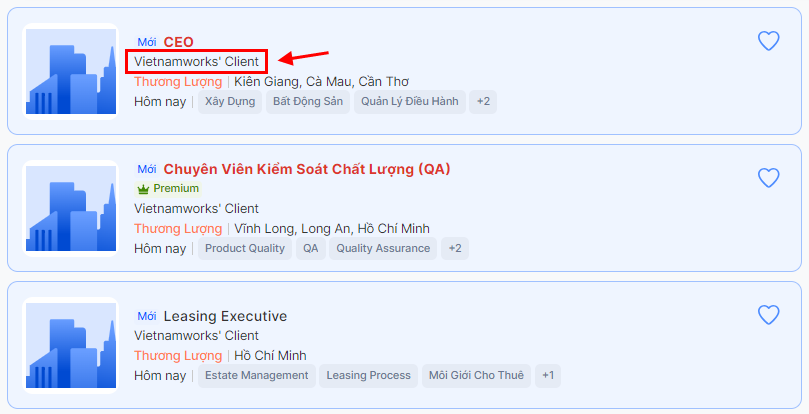 Một số vị trí tuyển dụng đến từ “VietnamWorks’ Client”